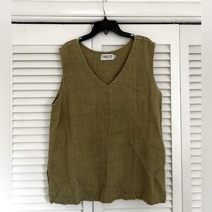 Vintage Dark Sage Green Sleeveless Top